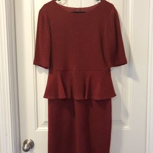 Burgundy Peplum Sweater Dress
